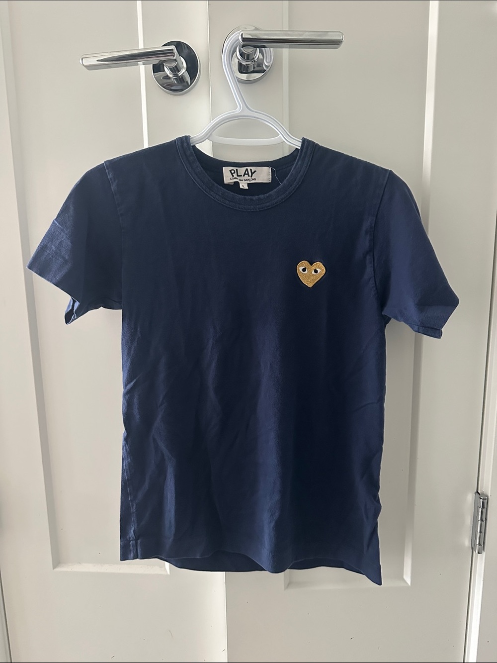 Play by CDG Navy Blue Tee Gold Heart